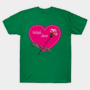 long rose with love pink heart T-Shirt